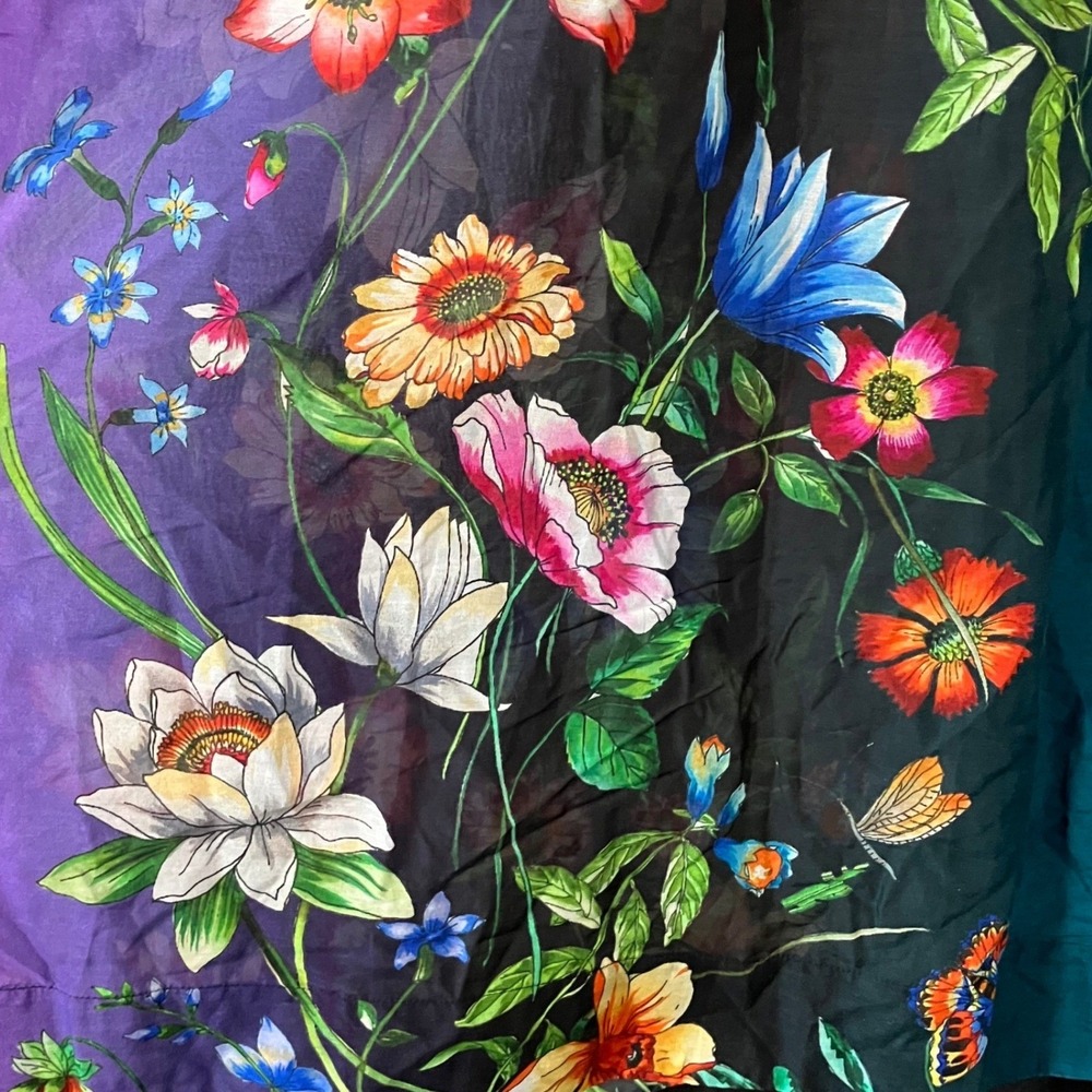 JOHNNY WAS Secret Garden Sheer Kimono Dress 1X Ombre Floral Coverup Resort Beach - Picture 7 of 15